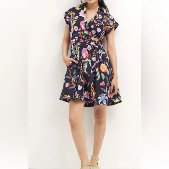 Anthropologie Maeve Floral V-Neck Dress SZ S - Picture 2 of 10